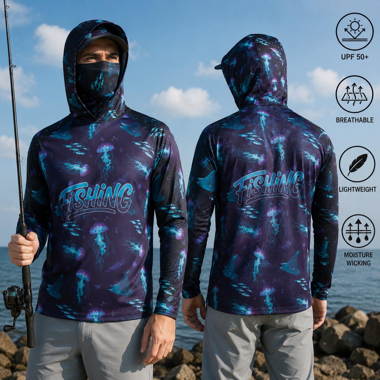 Fishing Shirt Hooded Men Fishi - đánh giá và giá Fishing Mask Sun Protection